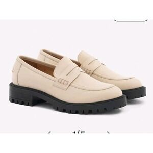 Beckett Simonon Georgia Penny Loafers Leather Womens 11 Cream Lug Sole NWOB